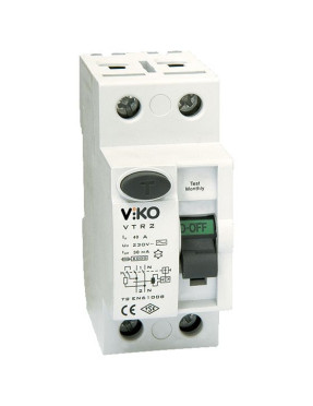 Пристрій захисного відключення 2P (двополюсний) 30мА 230V VIKO