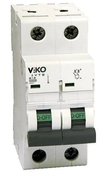 Автомат 2C (двополюсний) 16А 4,5 кА 230/400 В Тип C VI-KO