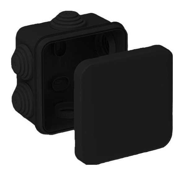 Коробка розподільча герметична зовнішня квадратна IP55 100х100x50мм чорна NEOMAX