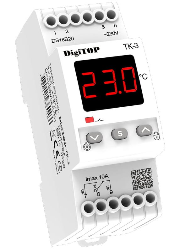 Терморегулятор TK-3, 16A, 2 модулі DIGITOP