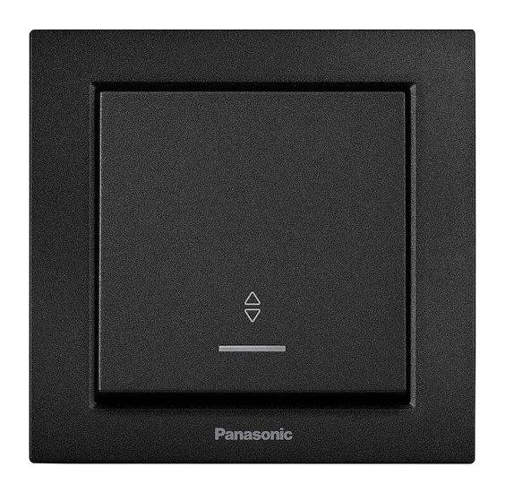 Вимикач одноклавішний прохідний з підсвіткою чорний PANASONIC Karre Plus 55
