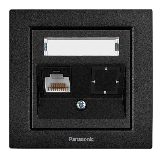 Розетка комп'ютерна чорна PANASONIC Karre Plus 55