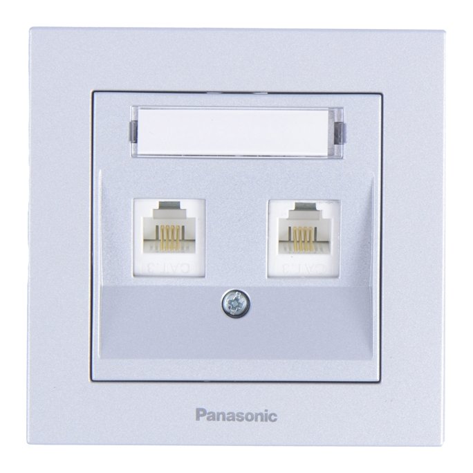 Розетка подвійна комп'ютерна срібло PANASONIC Karre Plus 55