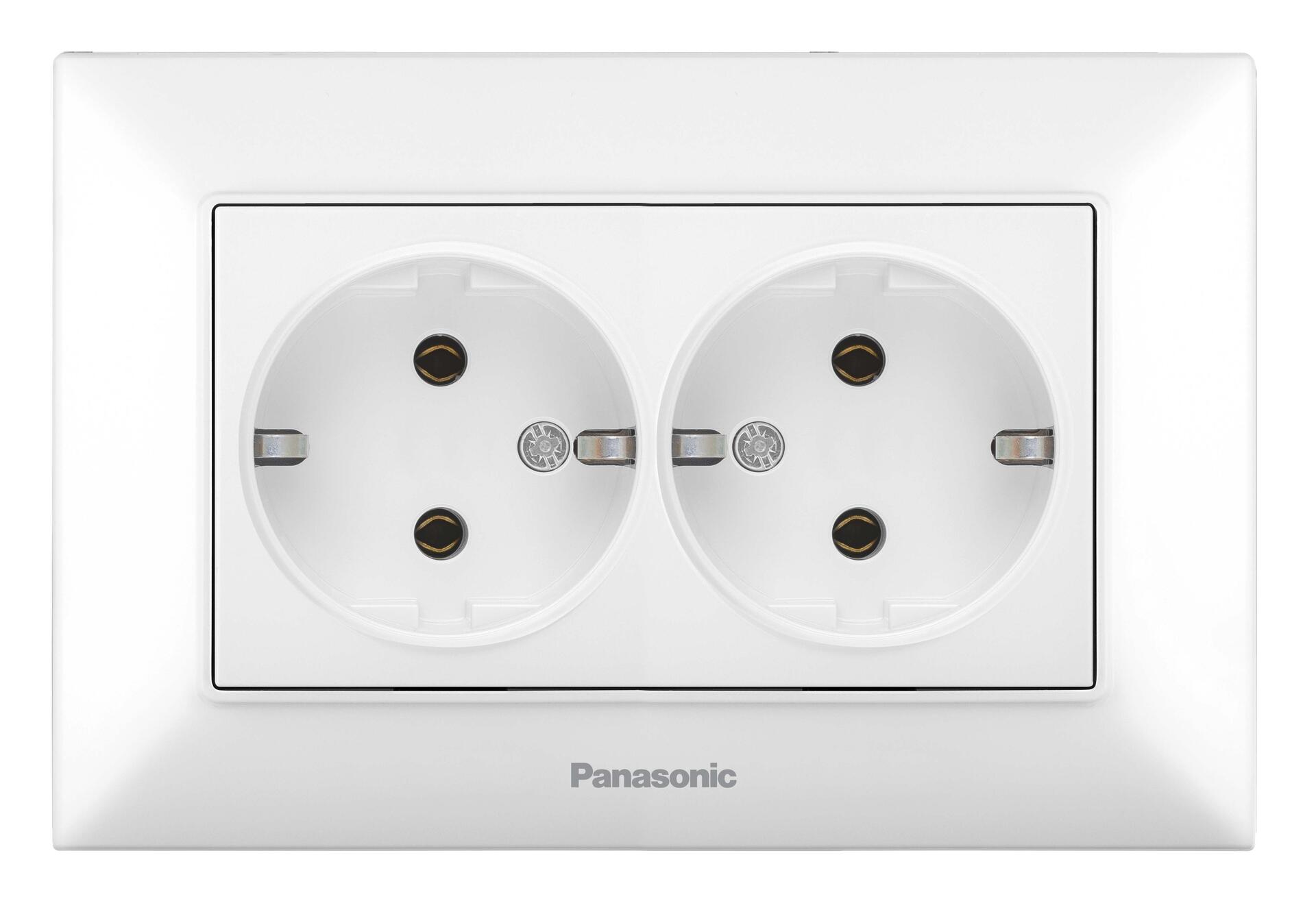 Розетка подвійна із заземленням біла PANASONIC Arkedia Slim