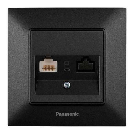 Розетка комп'ютерна RJ45 CAT6e чорна PANASONIC Arkedia Slim